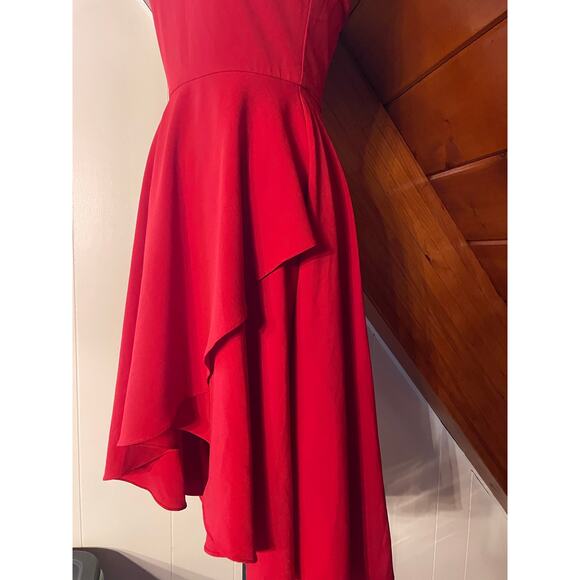 Lulus Chance to Dance Bright Red High- Low Asymmetrical Dress sz S - Picture 3 of 7